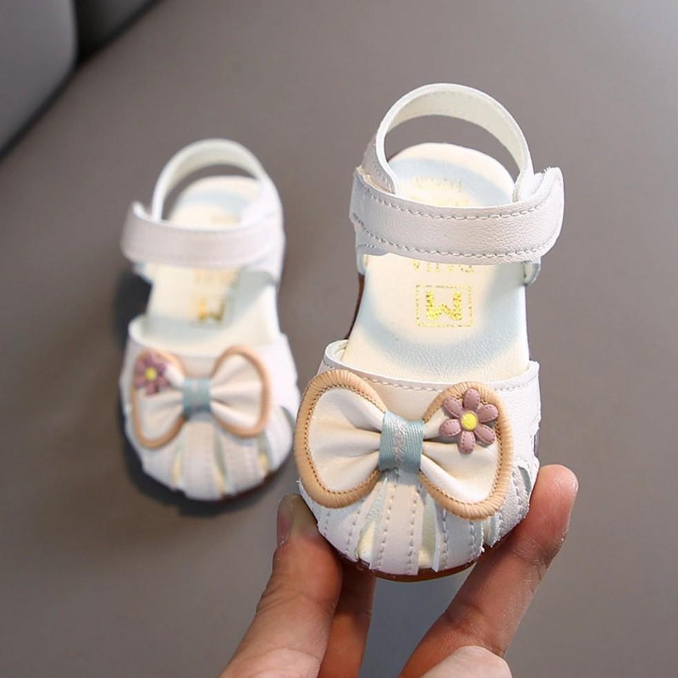 Freeship Giày Sandal Bé Gái Nơ Hoa Từ 0 - 2 Tuổi