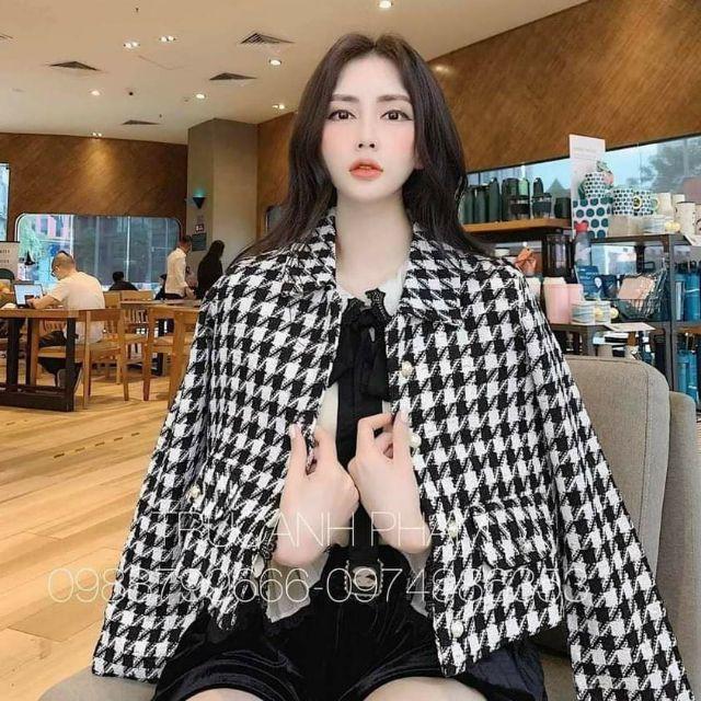 Áo khoác dạ áo khoác dạ dáng ngắn 2 lớp