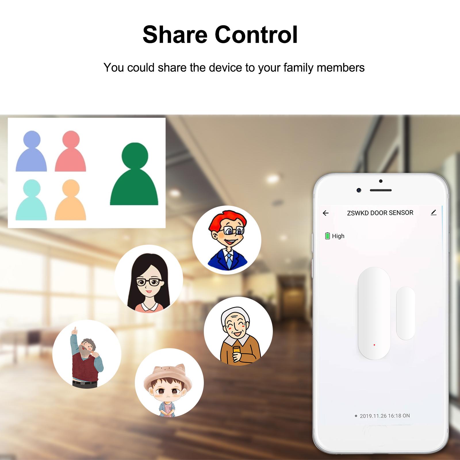 Zigbee Smart Door Sensor Tuya APP Control Door Open / Closed Detector Magnetic Switch Window Sensor Smart Home Security Alarm