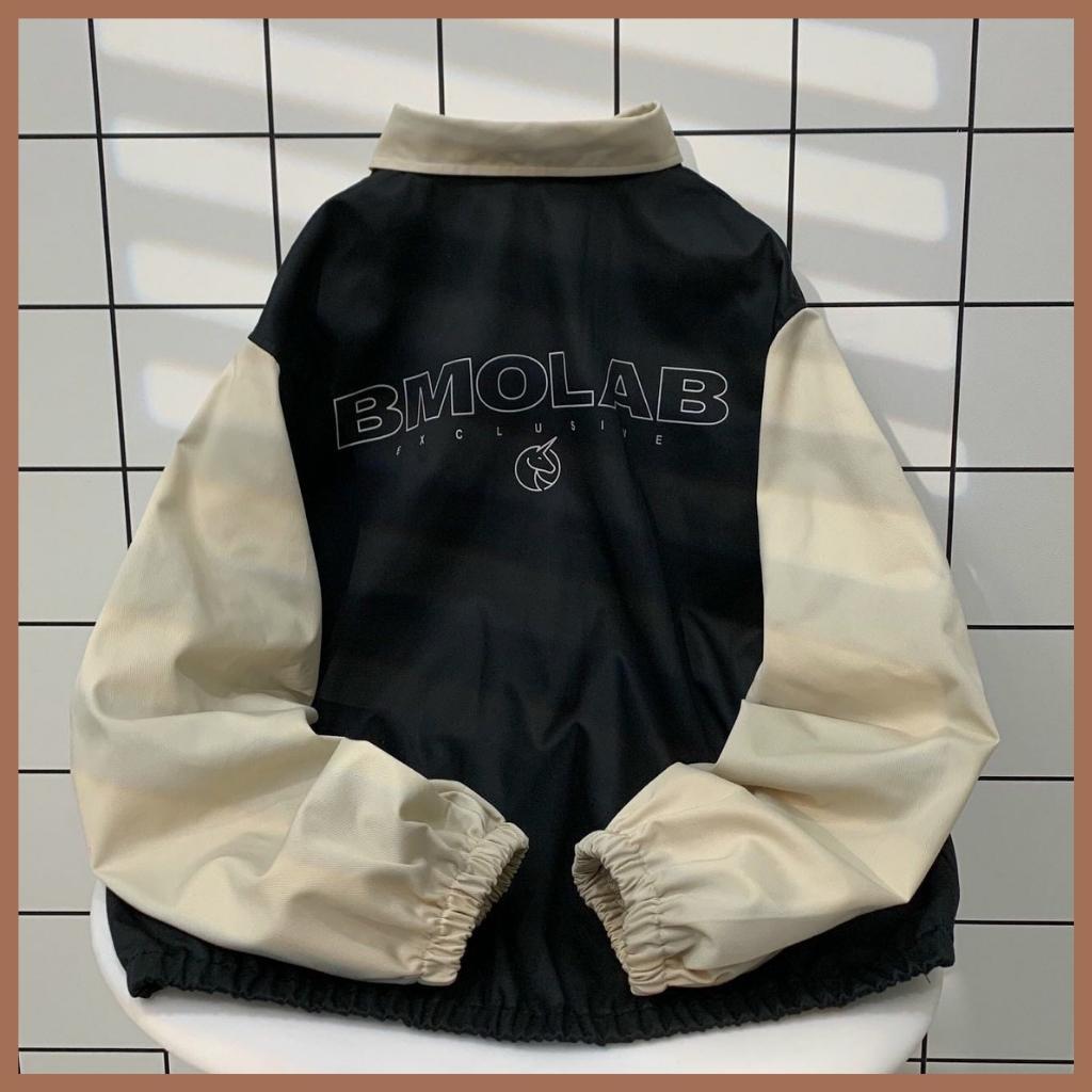 Áo Khoác Jacket Form Rộng BMO Phong Cách Ulzzang vải kaki mèm mịn, Form Rộng Unisex Phong Cách Ulzzang Áo bomber bóng chày nam nữ phối viền tay áo