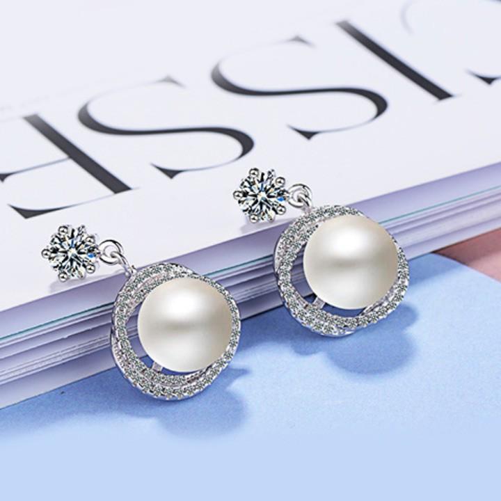 Bông tai ngọc viền đá sang trọng BHBT359