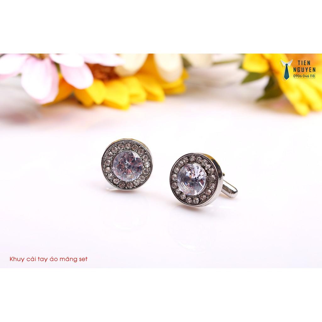 Khuy măng sét - Cufflinks đính đá cao cấp tặng kèm hộp nhỏ