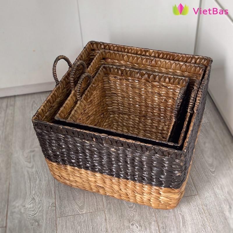 Giỏ luc bình đựng đồ VIETBAS hình thang có quai MAU7
