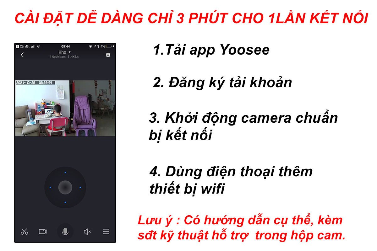 Camera Wifi Trong Nhà Yoosee 3Mpx Full HD, 3 Râu 11 Đèn Hồng Ngoại, Xoay 360 độ , Đàm Thoại 2 Chiều, Cảm Biến Báo Động – Hàng nhập khẩu