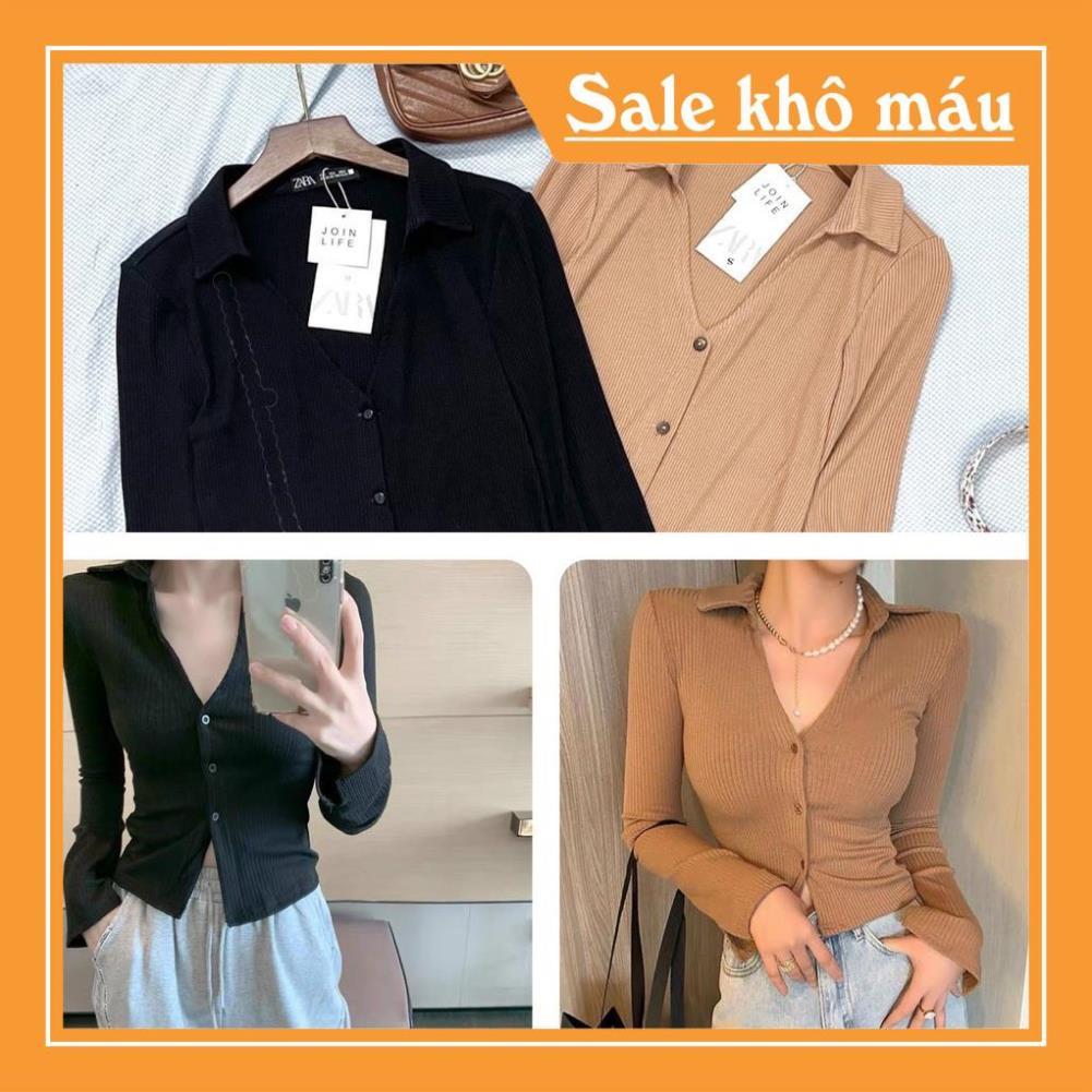 Áo len khuy trước cổ V trendy thời trang