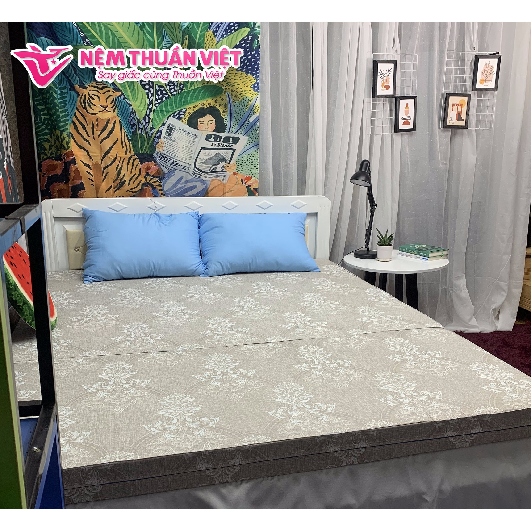 Nệm Bông Ép Gấp 3 Thuần Việt Dominic Cao Cấp, Thoáng Mát, Kháng Khuẩn, Nâng Đỡ Cơ Thể