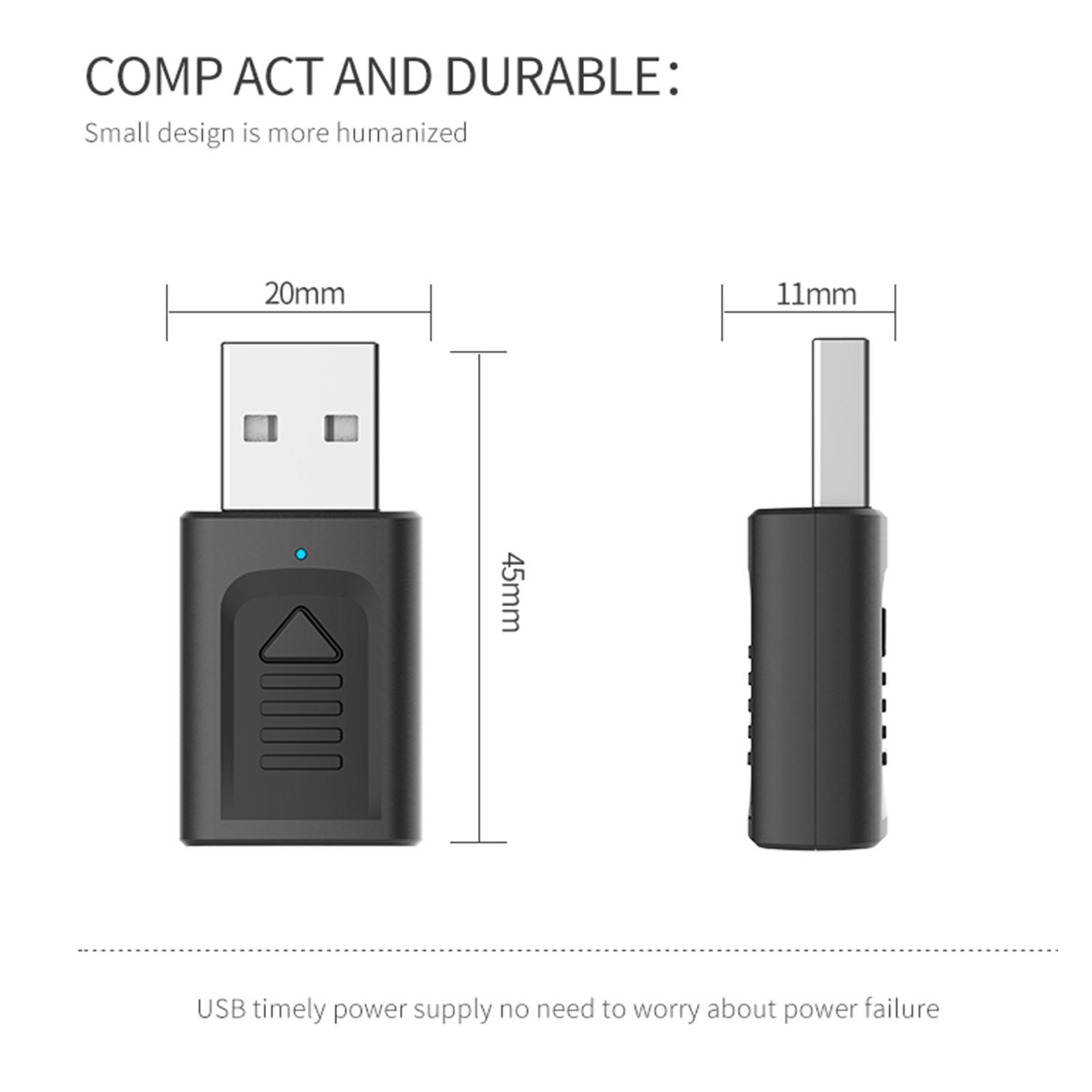 USB Bluetooth 5.0 Transmitter and Receiver Wireless Low Latency For TV Car