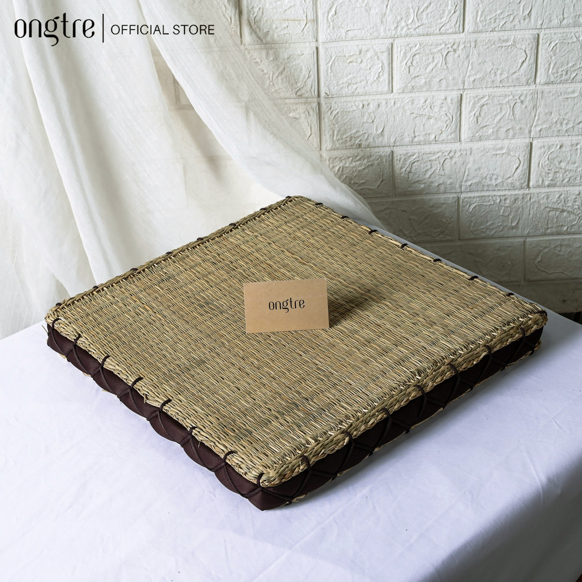 Nệm Cóiđệm Ngồi Bệt Cói Ongtre Cao Cấp Dành Cho Nhà Hàng, Quán Cafe, Phòng Khách, Đệm Yoga - Vuông Nâu, 45Cm