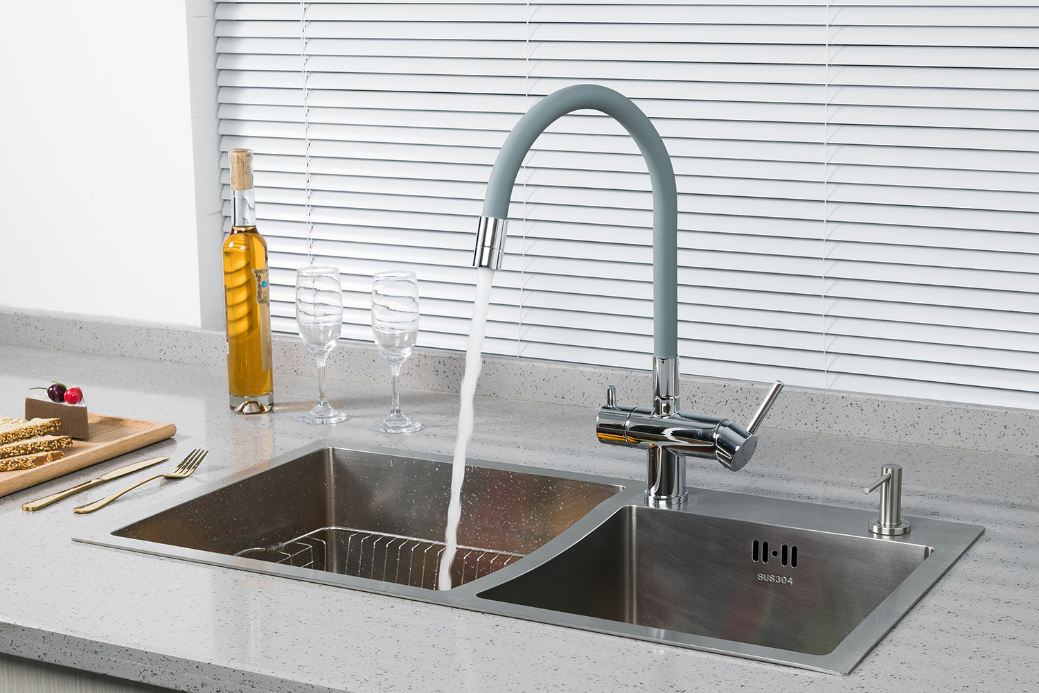 VÒI BẾP CAO CẤP 3 ĐƯỜNG NƯỚC TÍCH HỢP RO NHẬP KHẨU NGA GAPPPO G4398-30 CẦN MỀM UỐN - HÀNG CHÍNH HÃNG