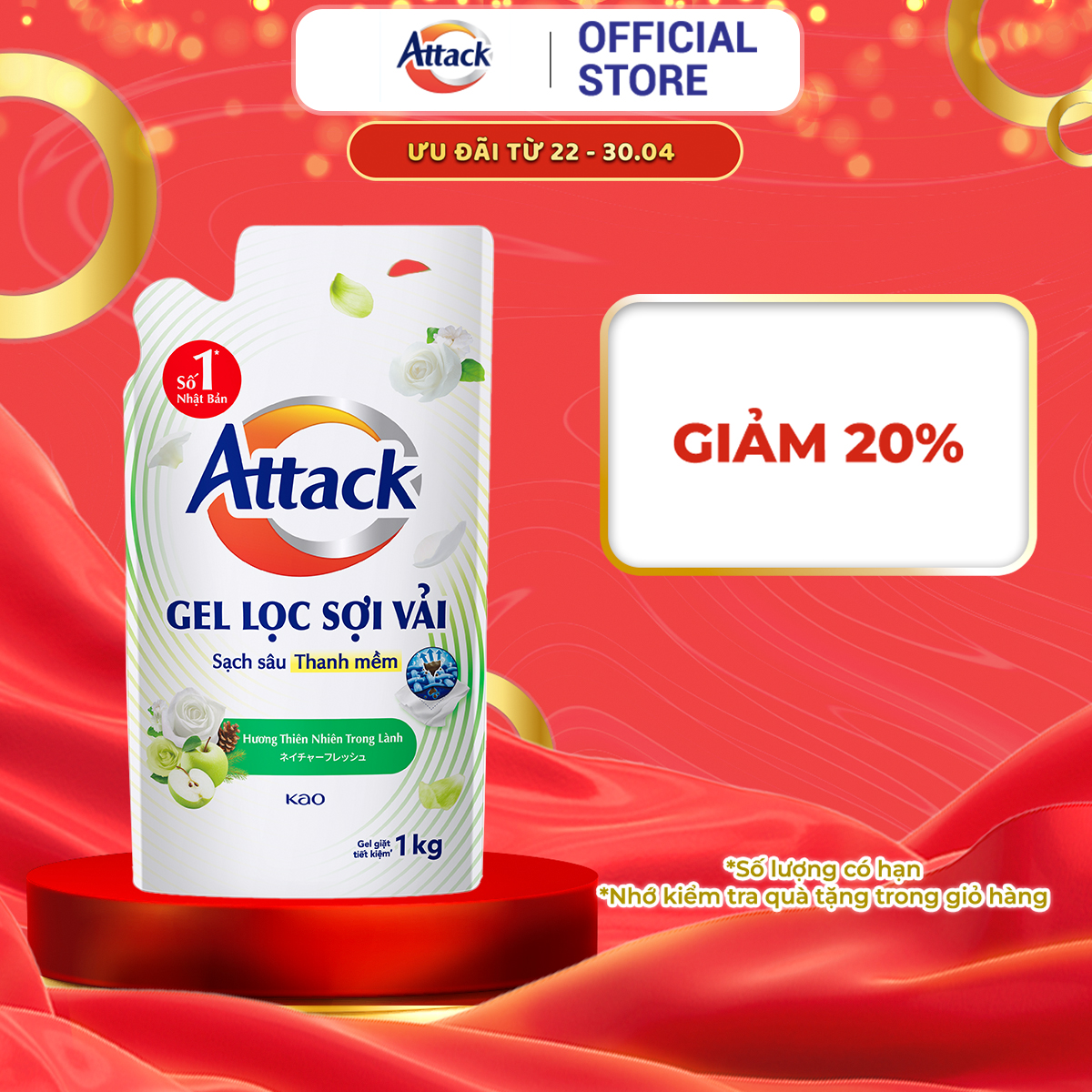 Gel Giặt Attack Hương Thiên Nhiên Trong Lành Túi 1Kg