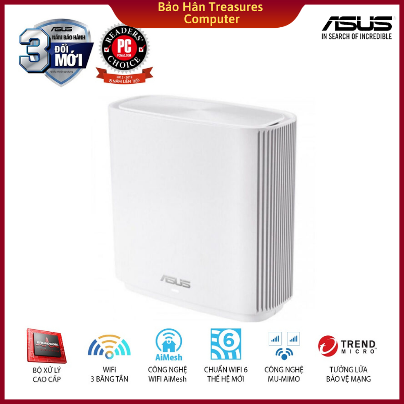 Hệ Thống MESH WI-FI 6 ASUS XT8 ZenWiFi Chuẩn AX6600 3 Băng Tần- Hàng Chính Hãng