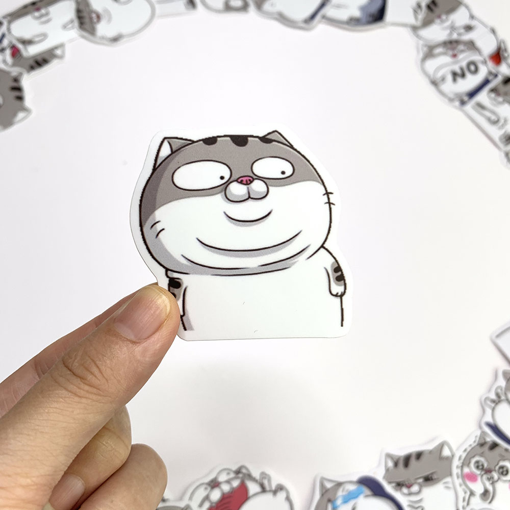 Sticker Mèo Ami Bụng Bự Ngẫu Nhiên Chất Lượng Cao Chống Nước Trang Trí Nón Bảo Hiểm Vali Đàn Xe Máy Xe Đạp