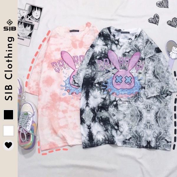 Áo thun unisex SIB Clothing áo phông oversize loang in hình thỏ SIB039