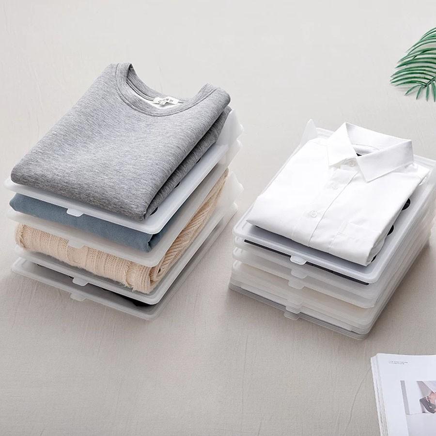 Combo 10 Khay Xếp Quần Áo Gấp Gọn Thông Mình Nhựa PVS Cao Cấp