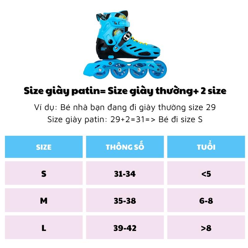 Giày trượt patin trẻ em Centosy Joy Kid CR5 - 8 bánh đèn, form chắc chắn