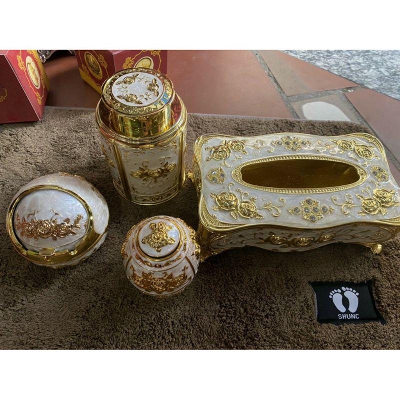 Set Hộp Giấy Ăn-Lọ Tăm-Gạt Tàn-Hộp Chè phong cách hoàng gia