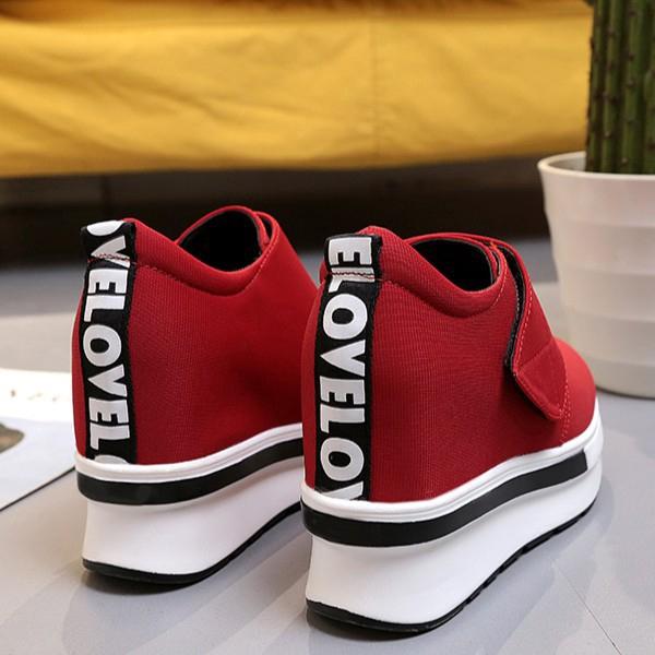 Giày sneaker đế xuồng vải bố cổ cao thời trang cho nữ