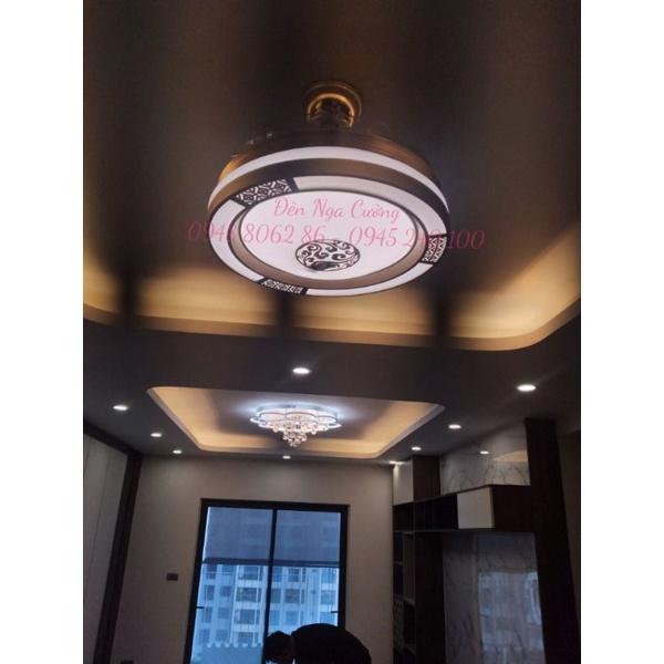 Quạt trần đèn giấu cánh trang trí phòng khách, phòng ngủ 6 tốc độ gió, động cơ DC tiết kiệm điện SA05
