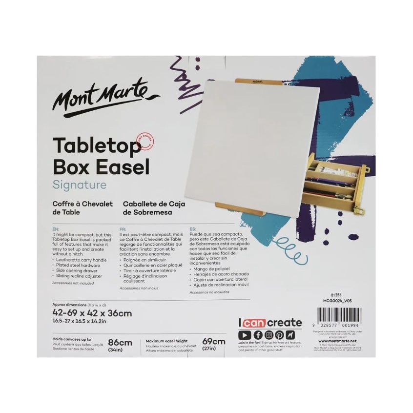 Giá Vẽ Để Bàn Kiêm Hộp Đựng Dụng Cụ Vẽ Mont Marte - Tabletop Box Easel Signature - MCG0024