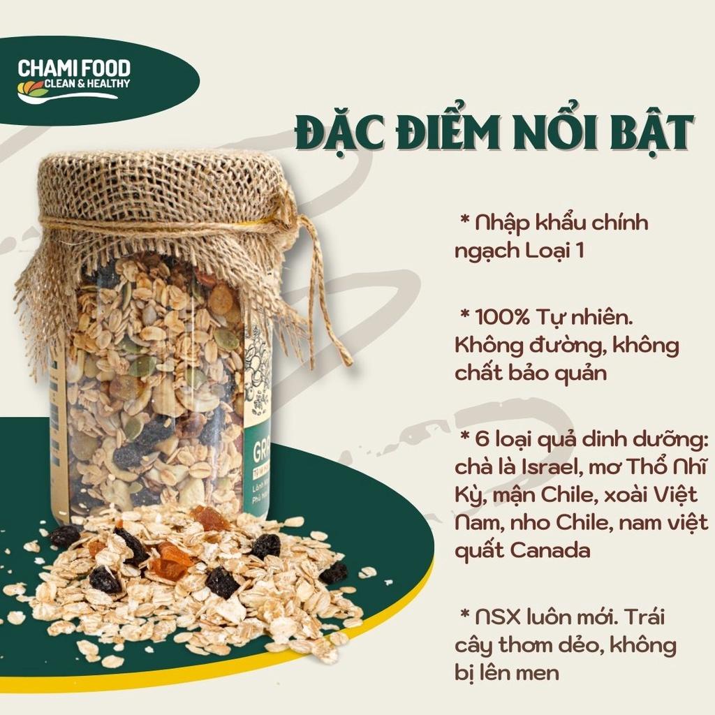 Granola Ăn Kiêng Chami Food Siêu Hạt Giảm Cân Không Đường 500g 50% Yến Mạch Úc Ngũ Cốc Eat Clean Lành Mạnh Thơm Ngon