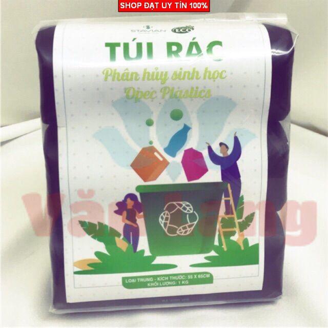 Túi đựng rác cuộn tự phân huỷ sinh học 3 cuộn 1kg 55 x 65cm hàng Việt Nam không mùi - Hàng dày dai