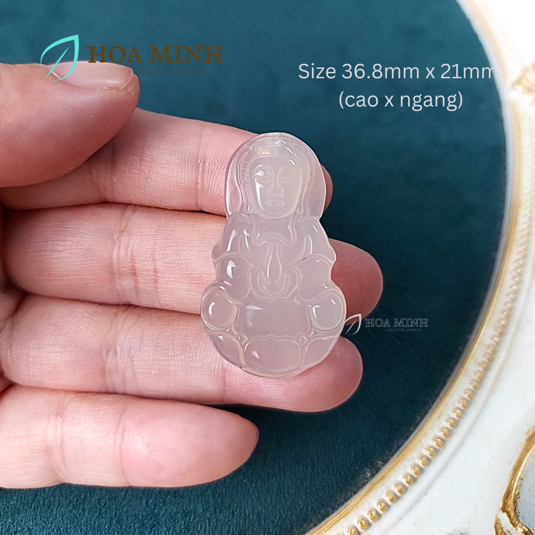 Mặt dây chuyền đá Mã Não A Phật Bà Quan Âm size 36.8x21mm phong thái từ bi, điềm nhiên may mắn