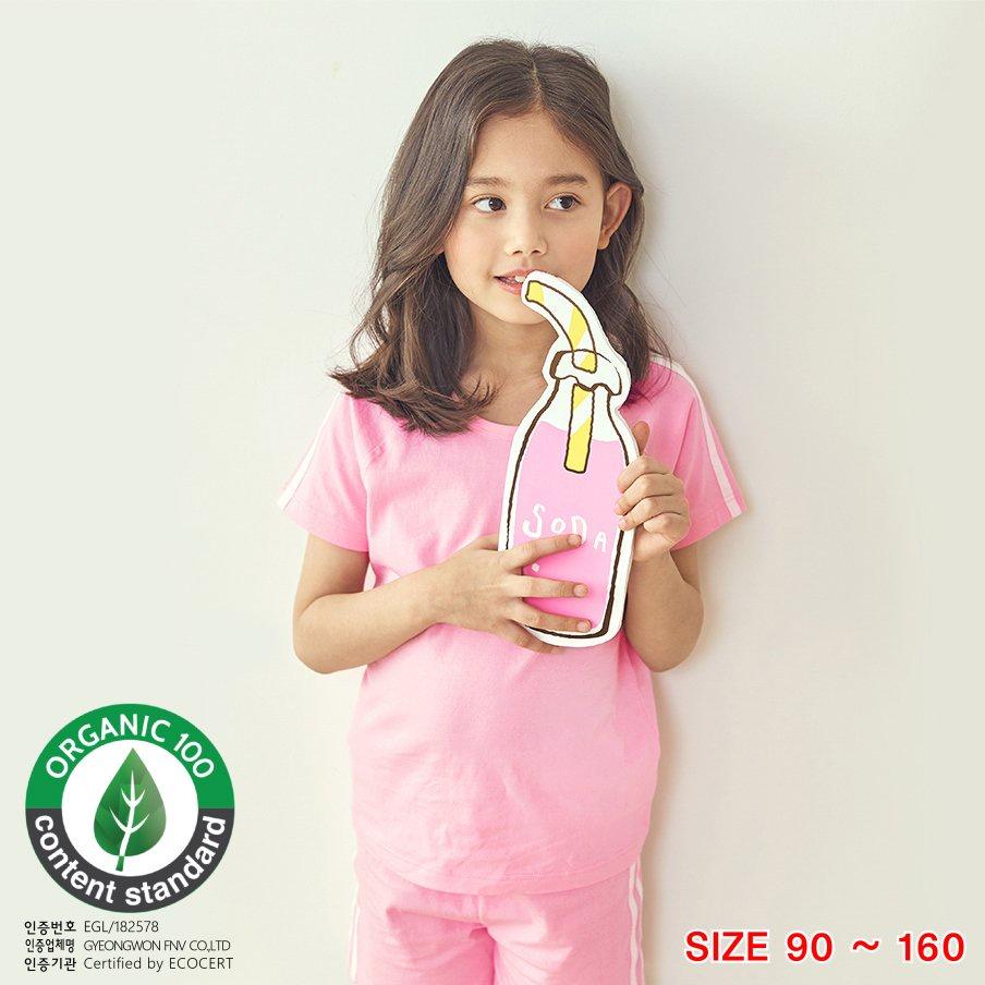 Đồ bộ ngắn tay mặc nhà cotton mịn cho bé gái U3047 - Unifriend Hàn Quốc, Cotton Organic