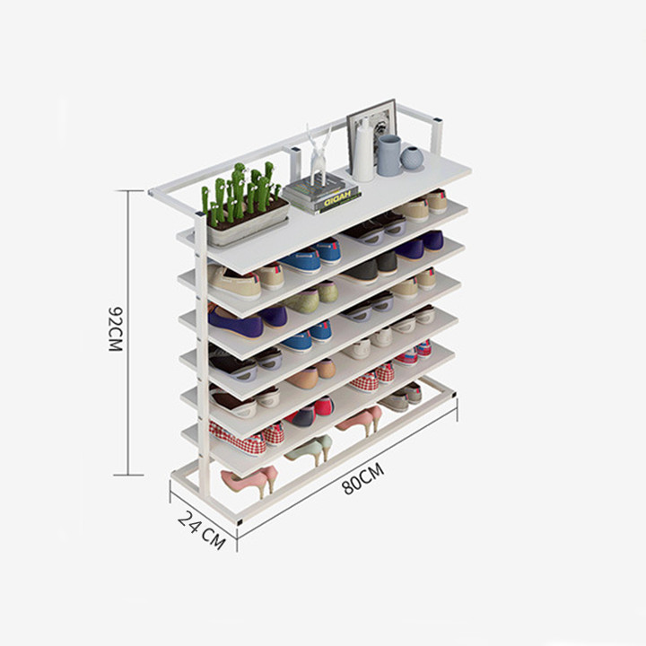 Giá để giày dép 6 tầng đa năng - Tủ kệ giày bằng gỗ khung sắt bền đẹp