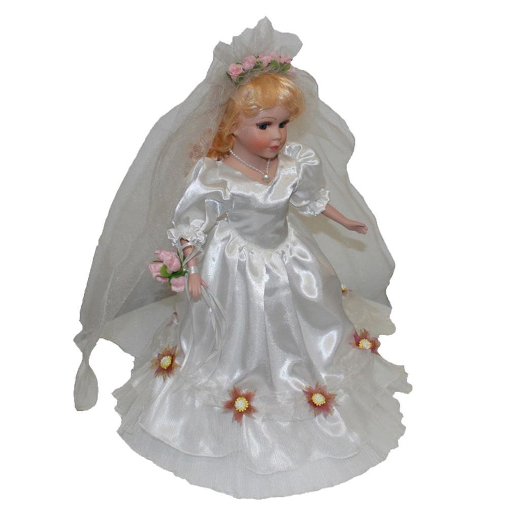 40cm Retro Porcelain Women Bride Doll Figure Handicraft White Kids Gift