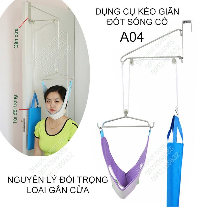 Dụng cụ kéo giãn đốt sống cổ theo nguyên lý đối trọng-gắn cửa cho người thoái hóa đốt sống cổ