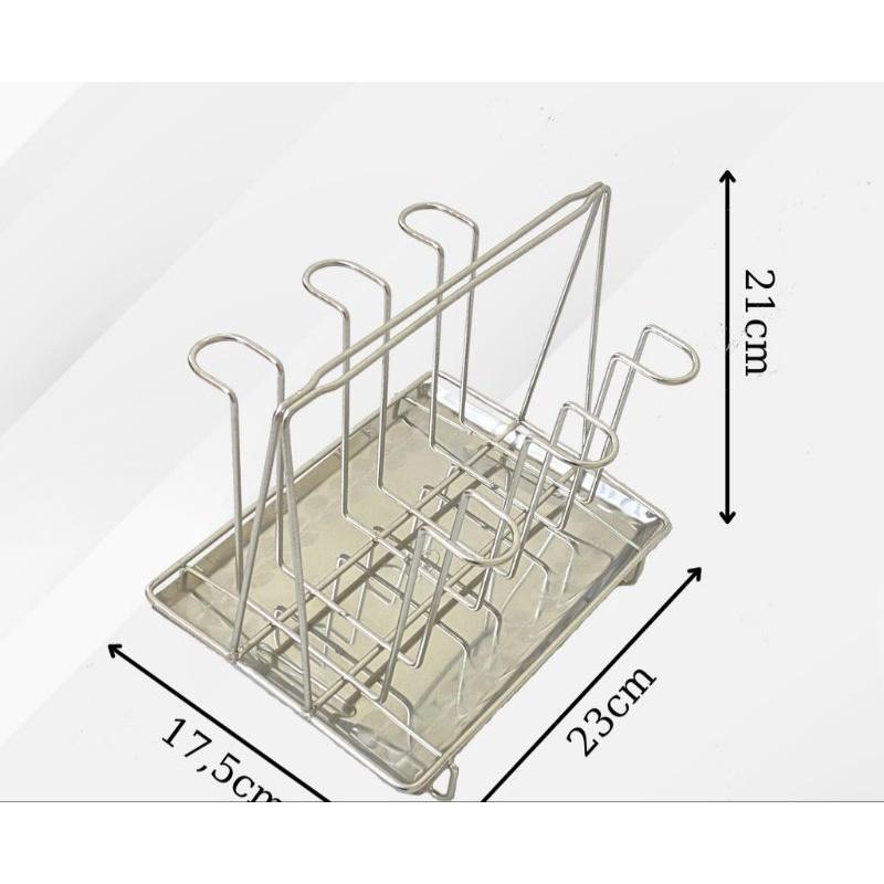 Kệ Úp Ly Inox Có Khay Hứng Nước