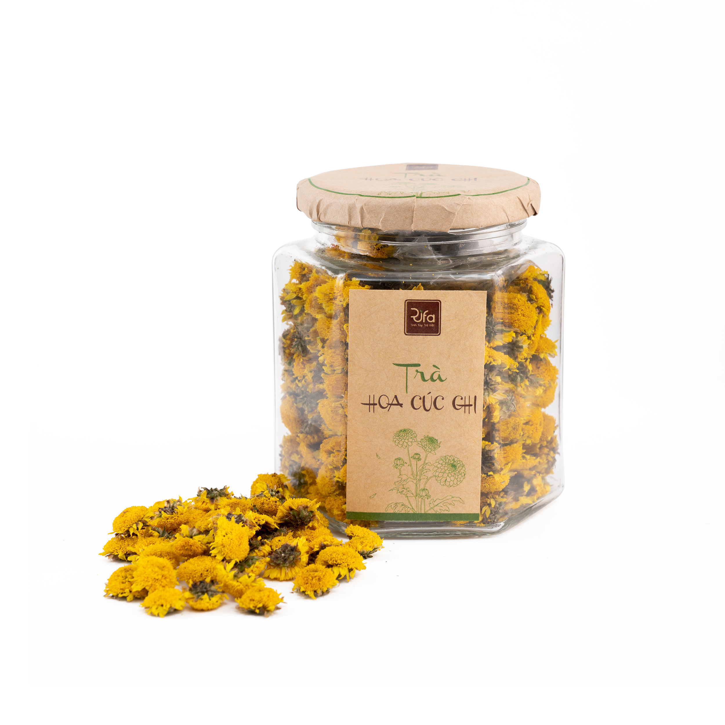 Trà hoa cúc chi sấy lạnh nguyên bông Rifa Giúp thanh nhiệt, ngủ ngon, đẹp da, chống lão hóa. Lọ 30gr