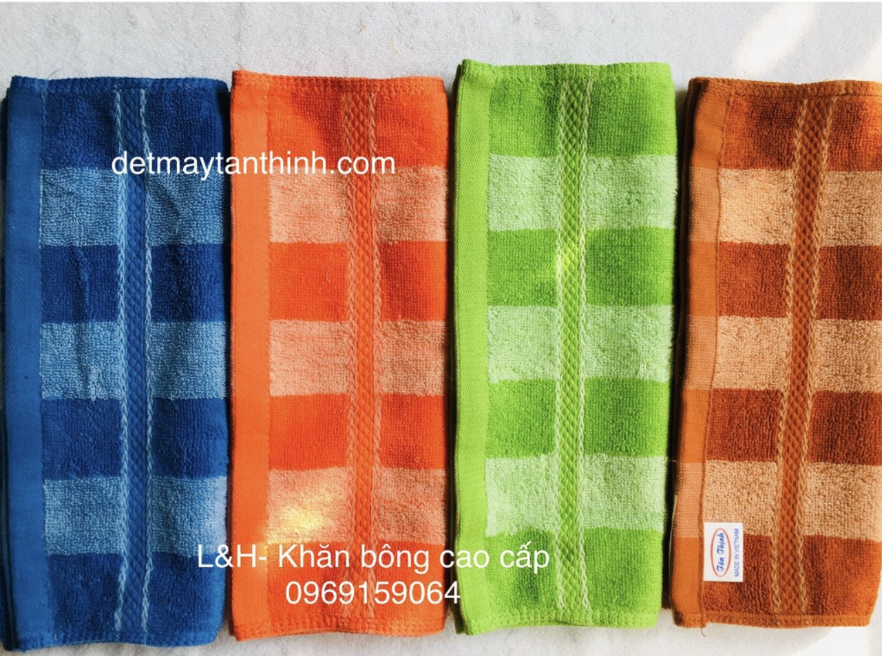 Khăn mặt cotton kẻ sọc Tân Thịnh, kt 30 * 50 cm