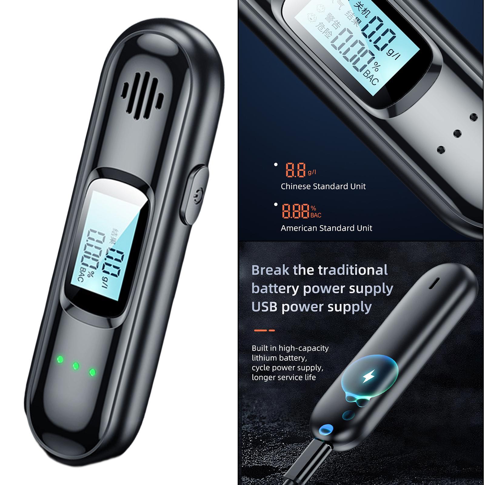Digital Alcohol Breathalyser USB Charging Breath Alcohol Tester LCD Screen