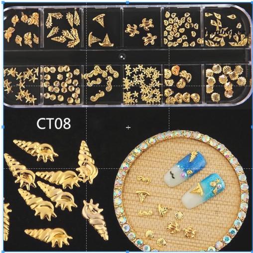 Khay 12 Ngăn Phụ Kiện Trang Trí Resin 3D Hình Sinh Vật Biển Màu Vàng Kim - Trường Thịnh Sài Gòn