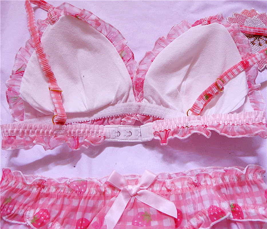 Nhật Bản Dễ Thương Áo Lót Quần Đùi Bộ Đồ Lót Lolita Bé Gái Kẻ Sọc Hồng Hoa Lưới Gợi Cảm Dâu In Áo & Quần Lót Áo Lót Nữ