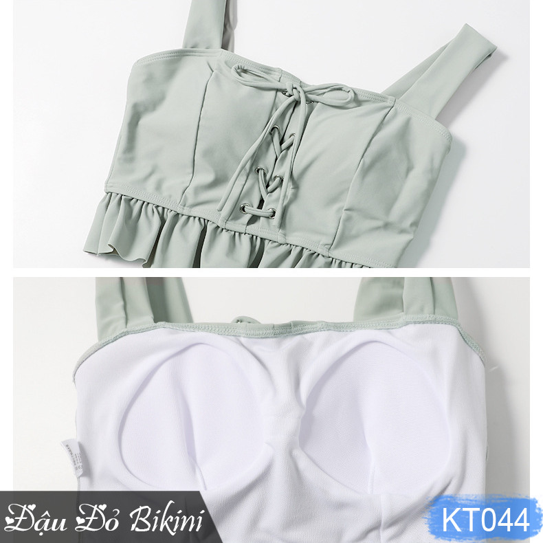 Bikini 3 chi tiết cao cấp, đồ bơi nữ dáng váy &amp; quần sooc đùi rời, mẫu mới phom dáng đẹp, chất thun bơi dày dặn, mịn mát | KT044