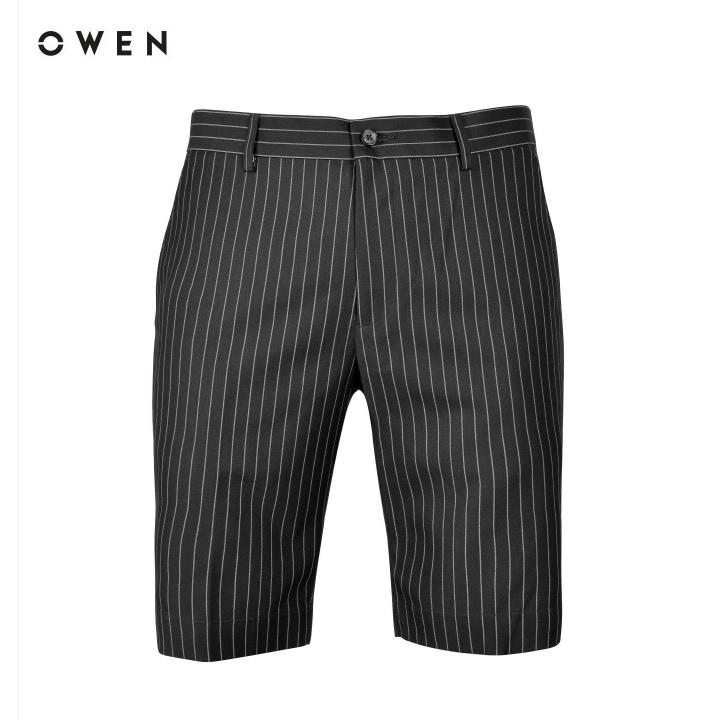 OWEN - Quần short nam Owen kẻ sọc đen 20236