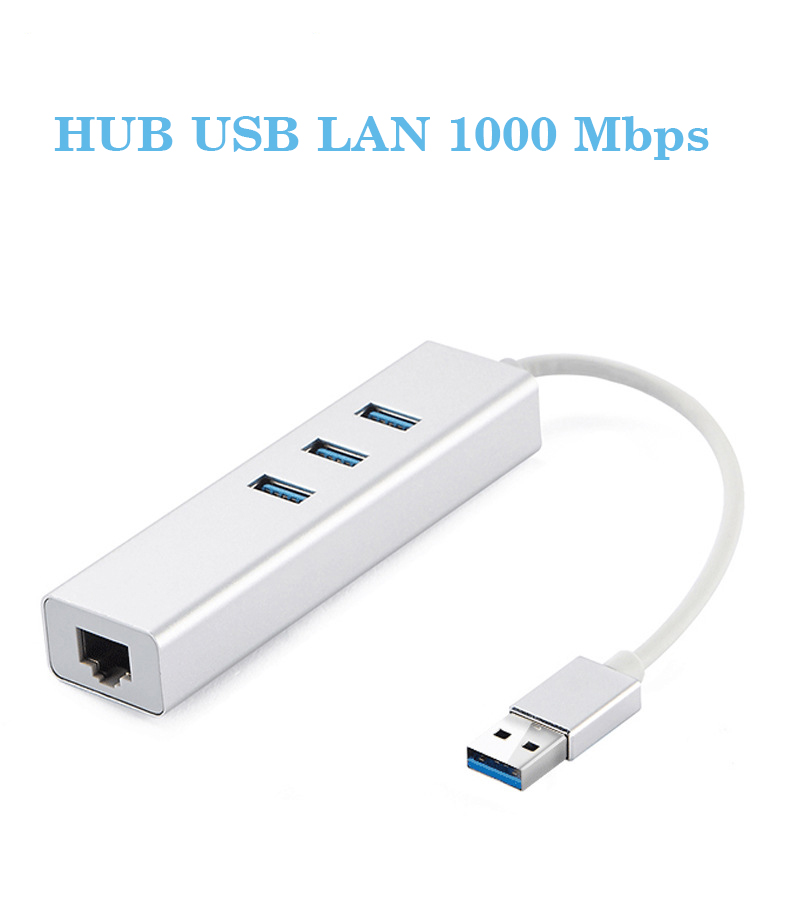 HUB chuyển đổi USB 3.0 sang LAN 1000Mbps và 3 cổng USB vỏ nhôm