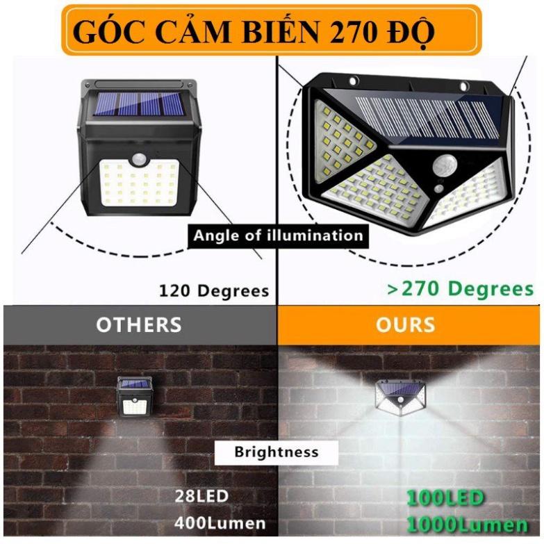 Đèn năng lượng mặt trời solar 100LED 40 led siêu sáng cảm biến ánh sáng và chuyển động