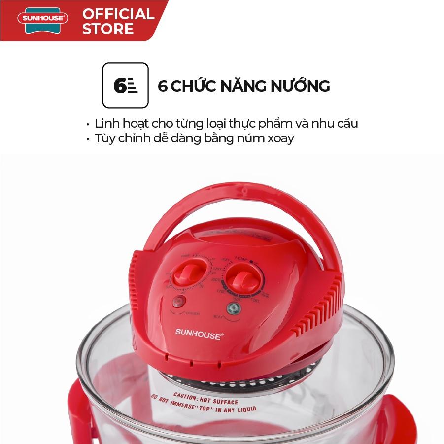 Lò Nướng Thủy Tinh Sunhouse SH416 - Đỏ - Hàng chính hãng