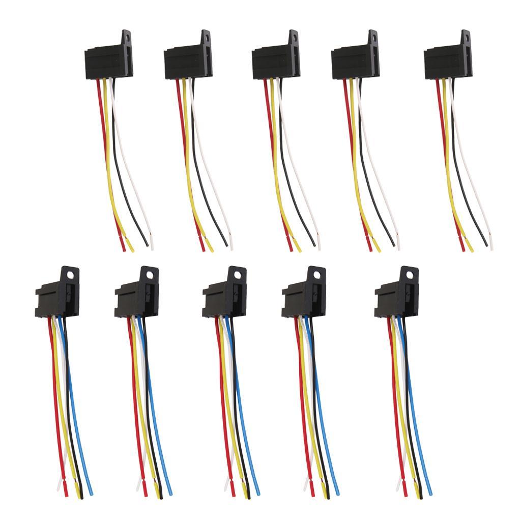 10pcs Car 12V 12 DC 20A/30A AMP Relay Harness Socket 5Pin 5 Wire