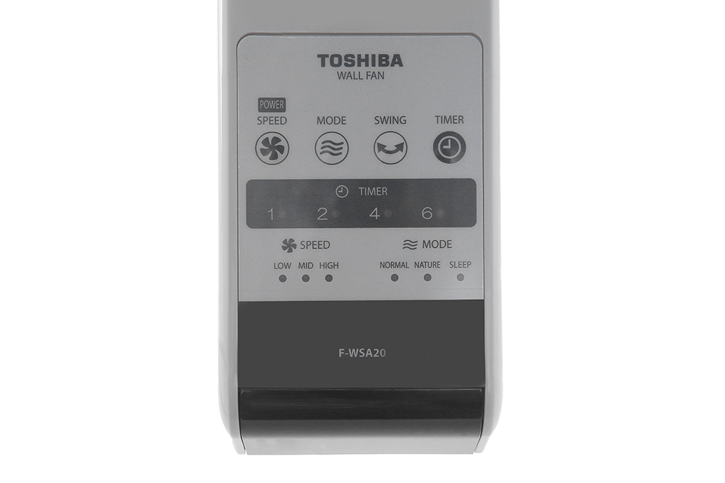 Quạt treo tường Toshiba F-WSA20(H)VN - 3 cánh, động cơ bạc thau - 3 mức gió - Điều khiển từ xa - Hẹn giờ tắt - Hàng chính hãng, bảo hành 12 tháng