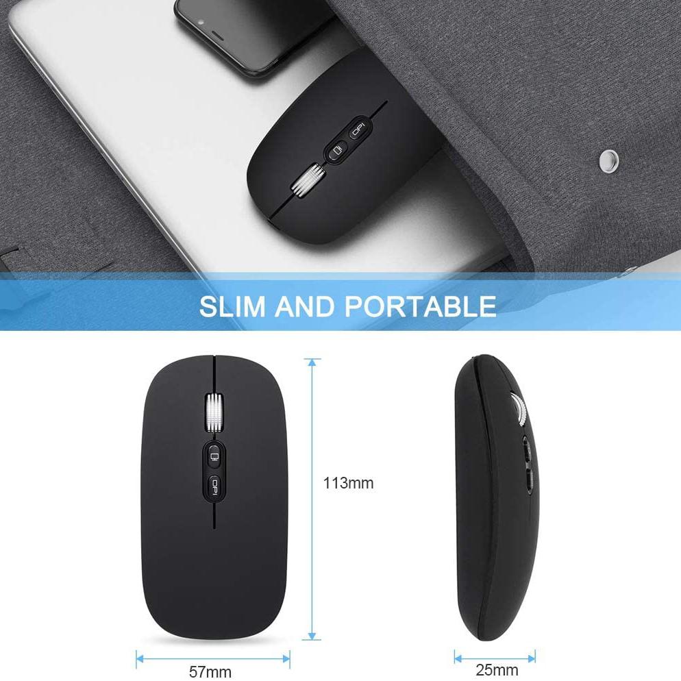 Chuột Bluetooth Không Dây Mỏng Chế Độ Kép sạc Không Dây Chuột 3 DPI Có Thể Điều Chỉnh Dành Cho Laptop Mac