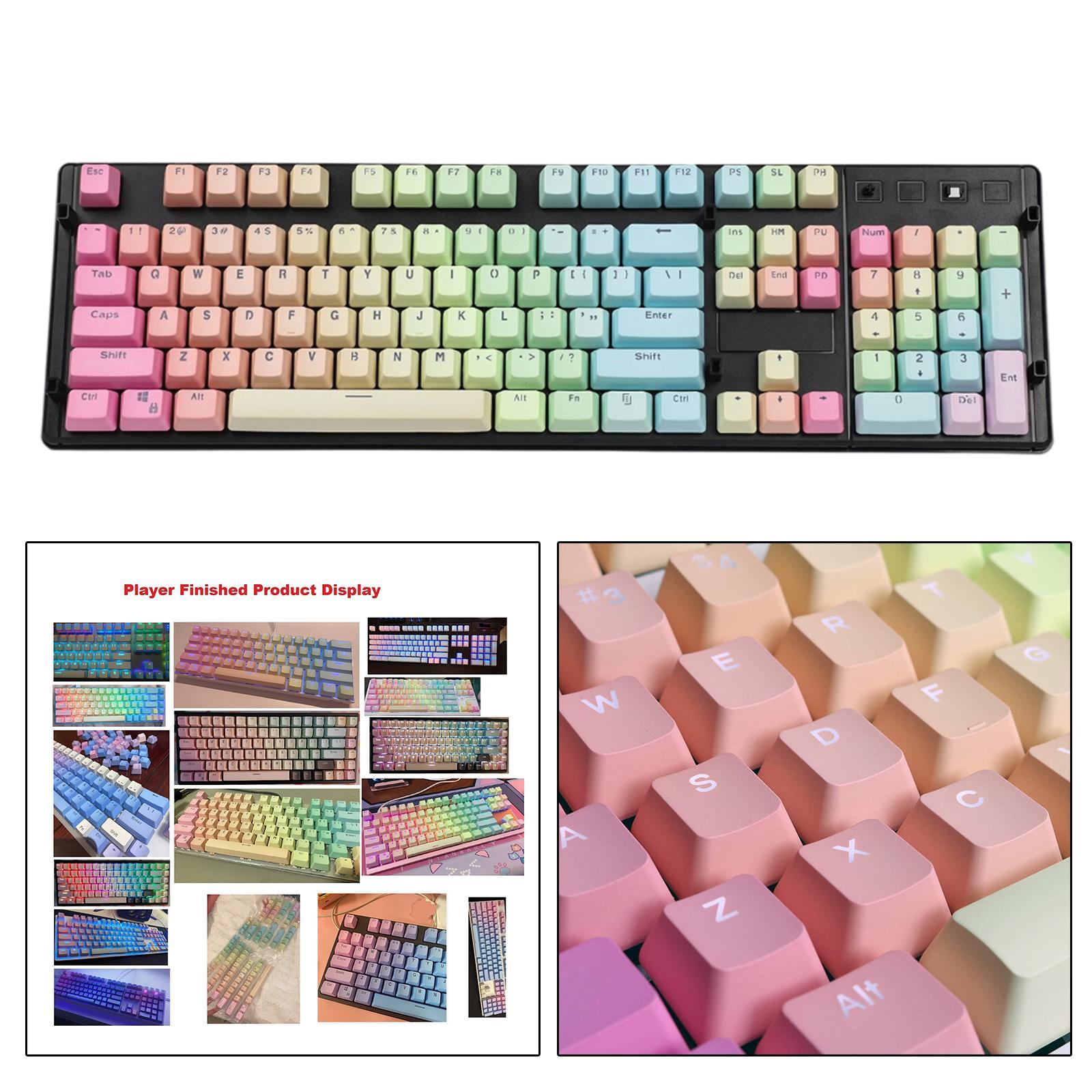 104 Keys Mechanical Keyboard Keycaps Set Home Supplies Rainbow Gradient