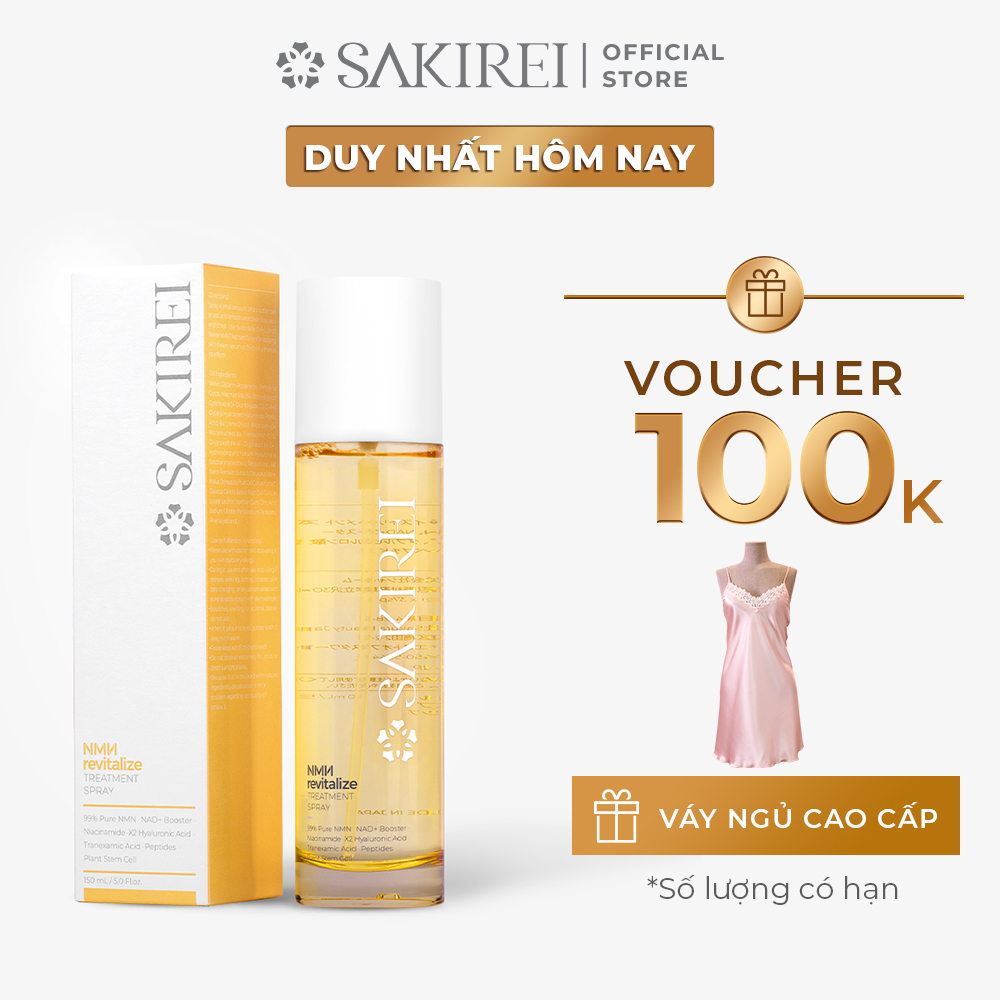 Xịt NMN &amp; HA chống lão hóa, cấp ẩm, phục hồi tế bào da Sakirei NMN Revitalize Treatment Spray 150ml