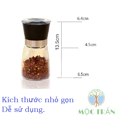 DỤNG CỤ XAY TIÊU CẦM TAY 2IN1, LỌ THỦY TINH Lọ xay tiêu cầm tay nhỏ gọn tiện dụng.