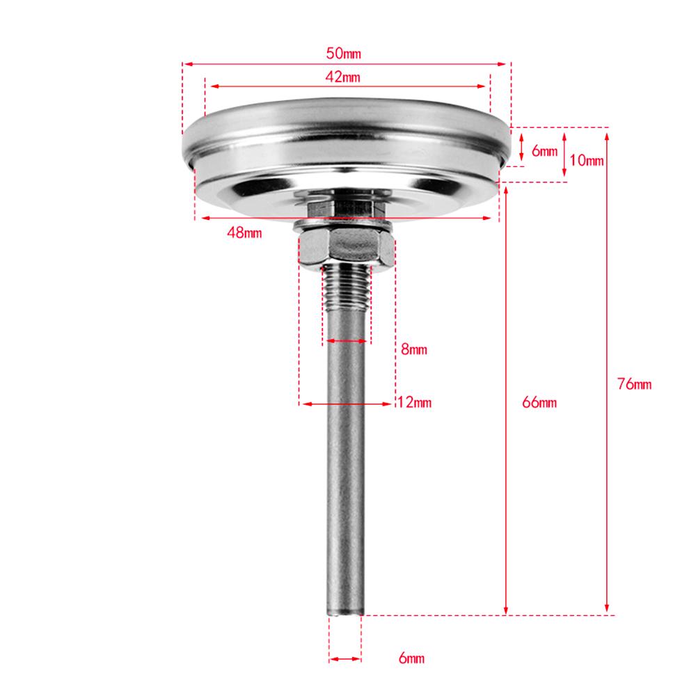 Máy đo nhiệt độ thực phẩm 2 inch 100-550 ℉ vỏ bằng thép không gỉ