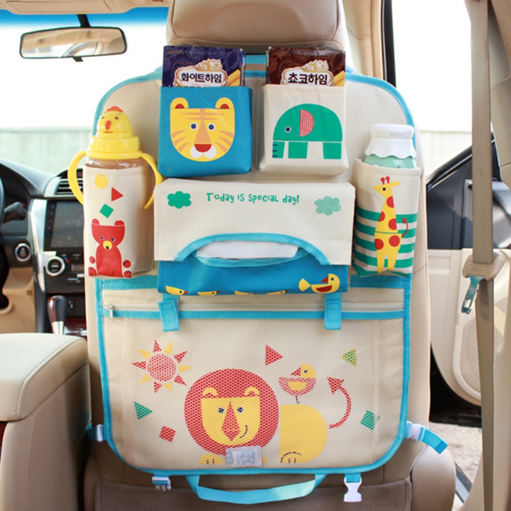 Túi treo đồ nhiều ngăn móc sau ghế ô tô, xe hơi kiểu mẫu hoạt hình dễ thương cho trẻ em