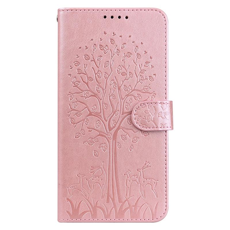 Bao da điện thoại PU nắp lật khắc hình cây và con hươu cho Samsung Galaxy A02 A02S A03S A12 A22 4G A32 A42 A52 A72 5G